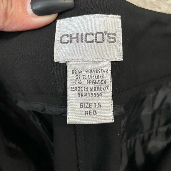 Chico’s Black Wide Leg Trousers  Work Pants Size 1.5 Reg / US 10 - Picture 2 of 14